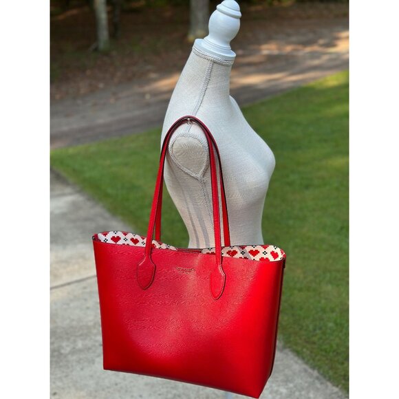 Kate Spade Cherry Rouge Bleecker Pixel Hearts Large Tote KJ897 NWT - Picture 1 of 16